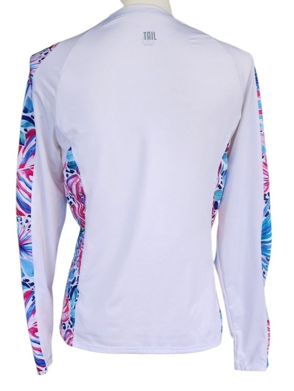 Tail White Long-Sleeve Performance Top with Pink & Blue Floral Panels - Picture 3 of 8